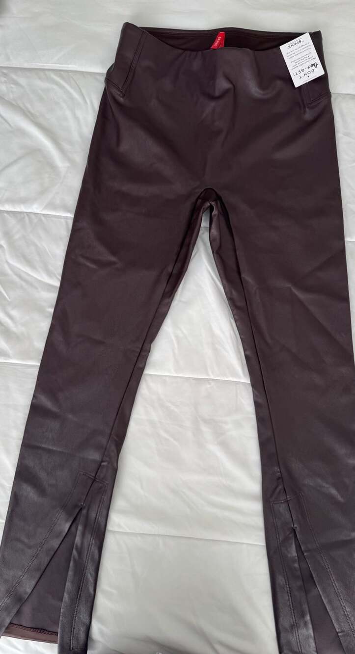Spanx Faux Leather Skinny Pant Size 8-10 Chocolate Brown